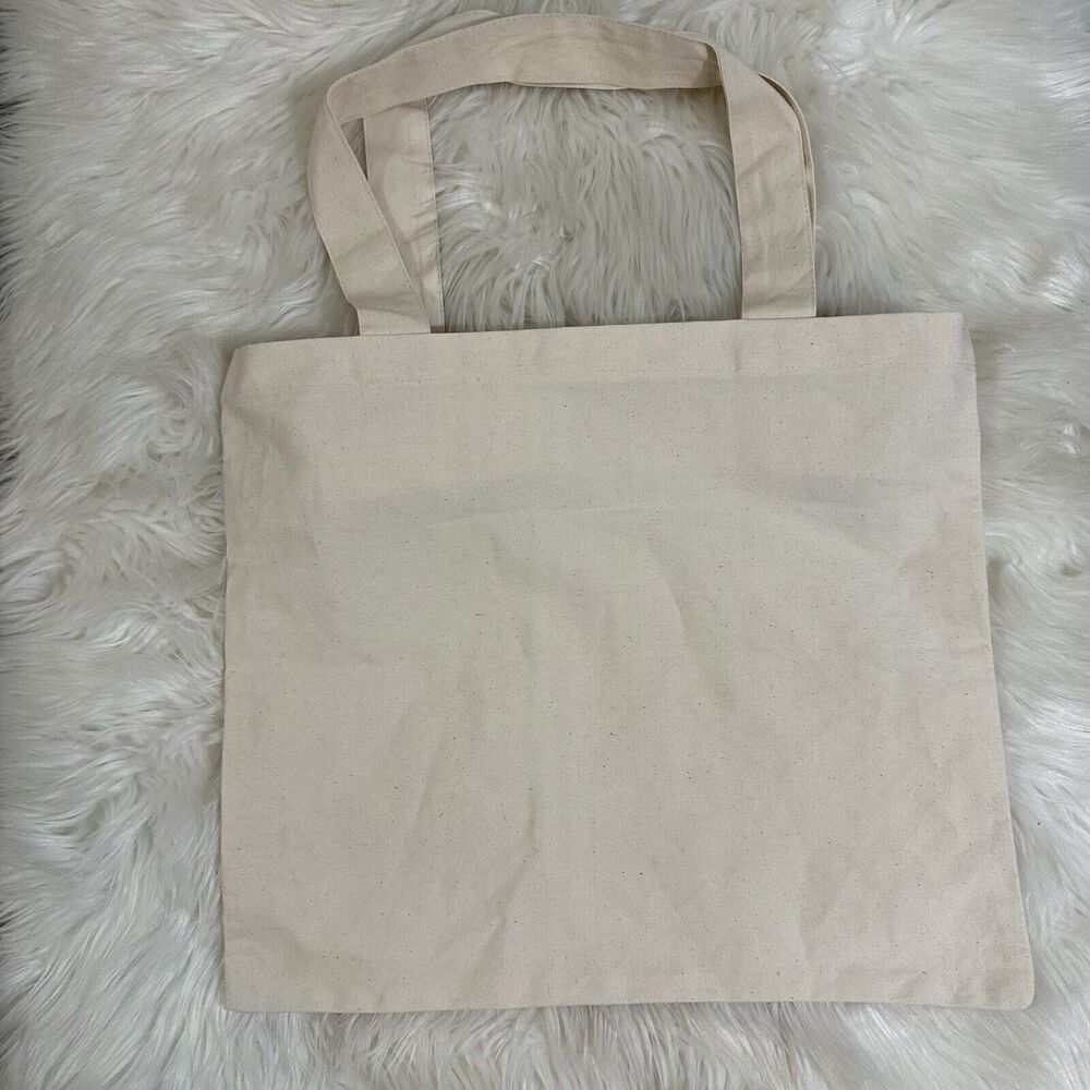 Johnny Was Canvas‎ Tote Reusable Shopping Bag Beige Double Handle Travel Books - Picture 2 of 4